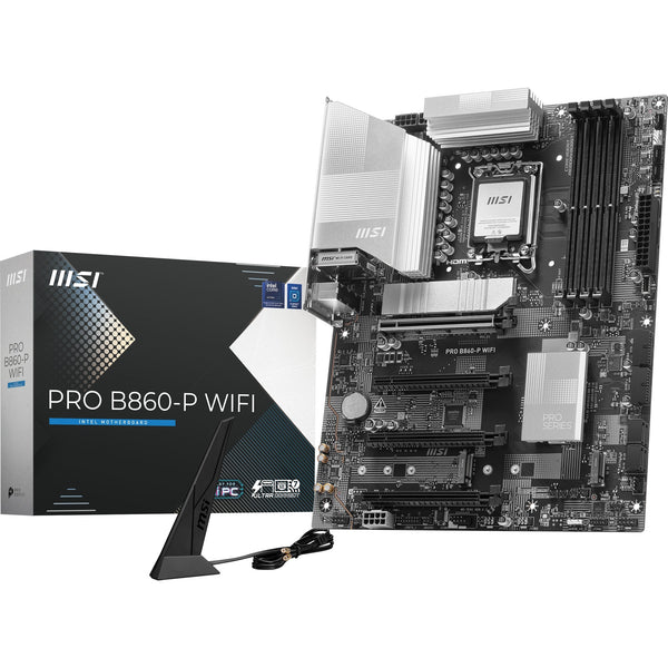Msi pro b860-p wifi socket 1851 moederbord (zilver, raid, 5gb-lan, wi-fi 7, bt, sound, atx)