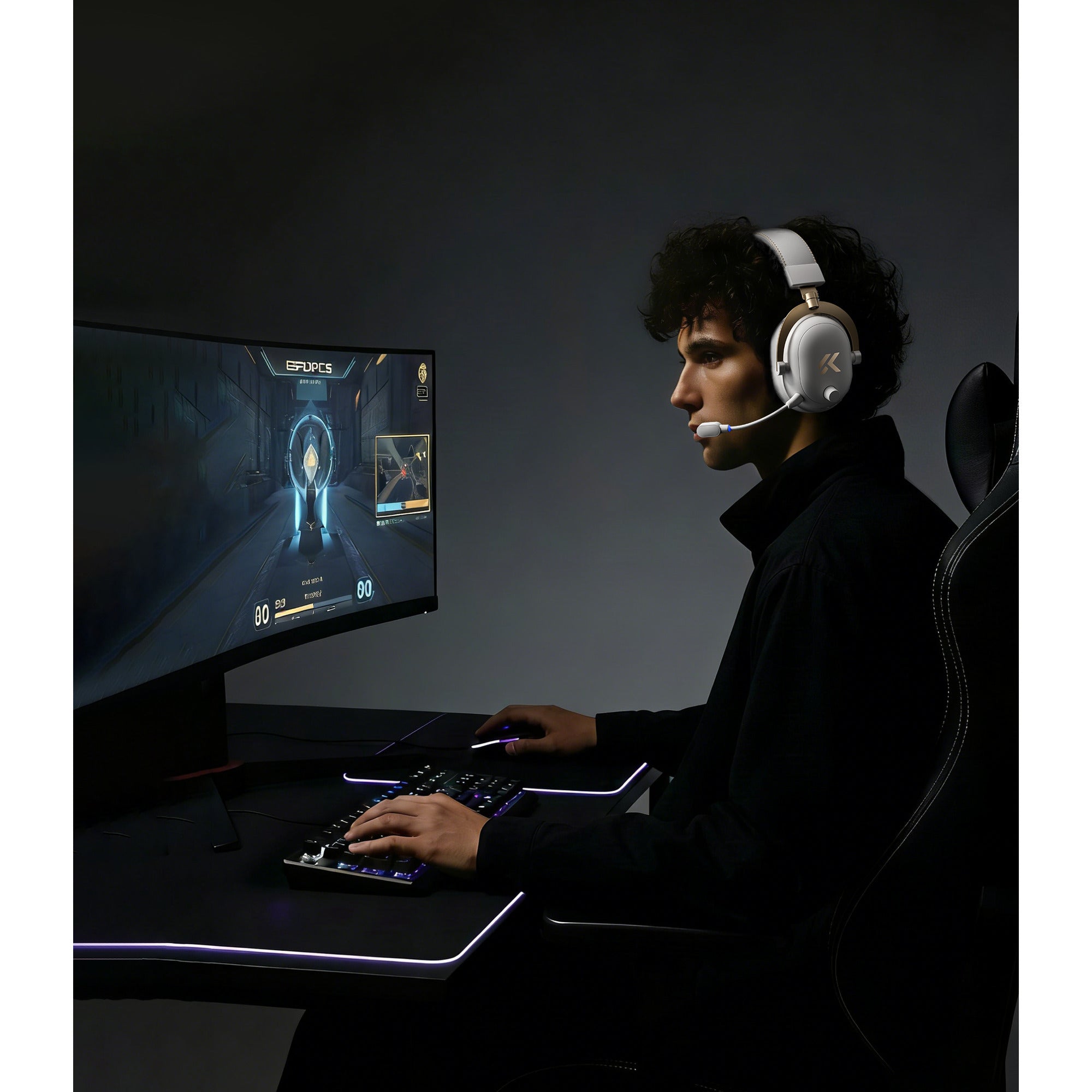 Mchose v9 turbo+ magnetic wireless over-ear gaming headset (wit zilver, nintendo switch, playstation 4, playstation 5, mobiel, pc, 2.4g bluetooth usb)