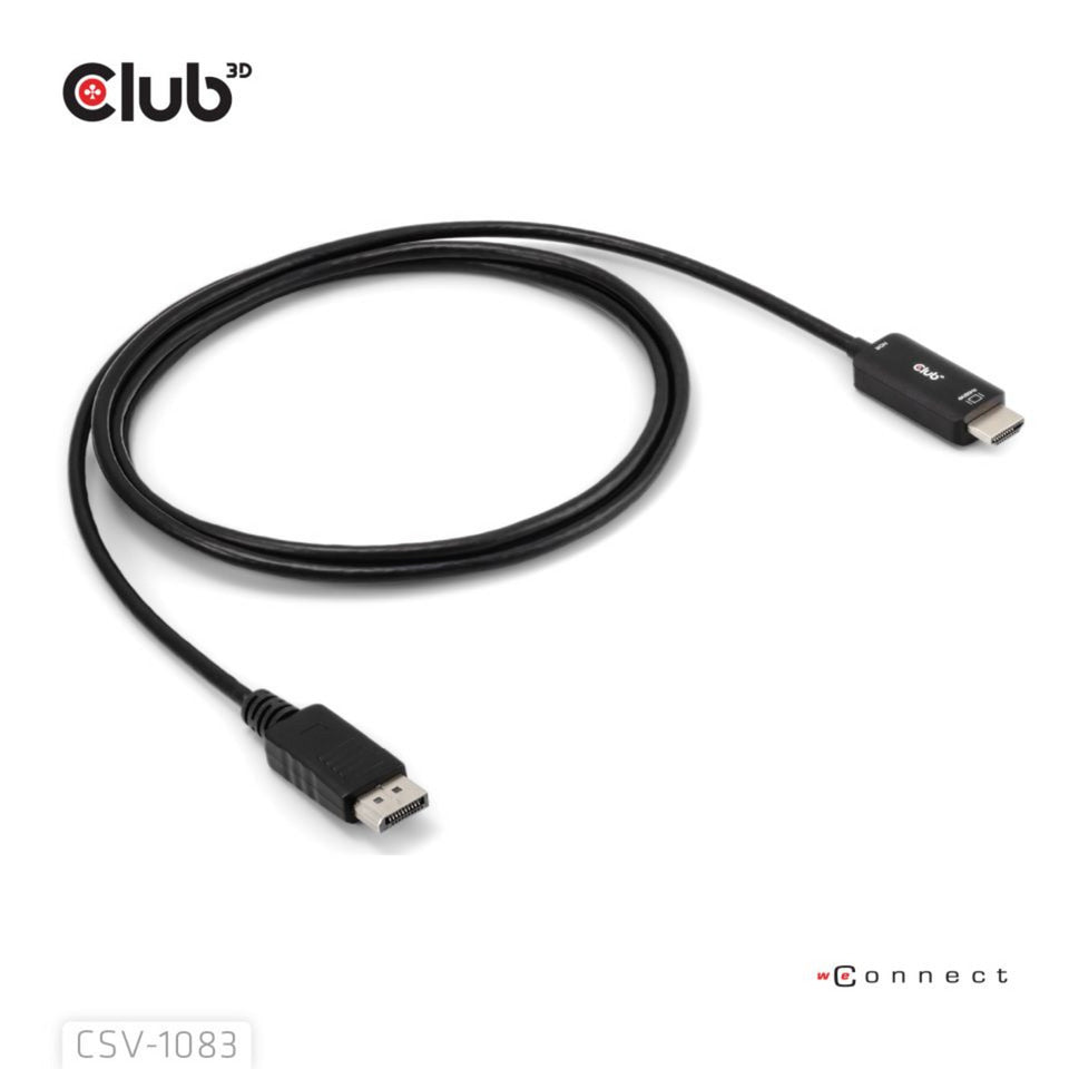 Club 3d displayport 1.4 to hdmi 4k60hz kabel adapter (zwart, hdr m m 2m)