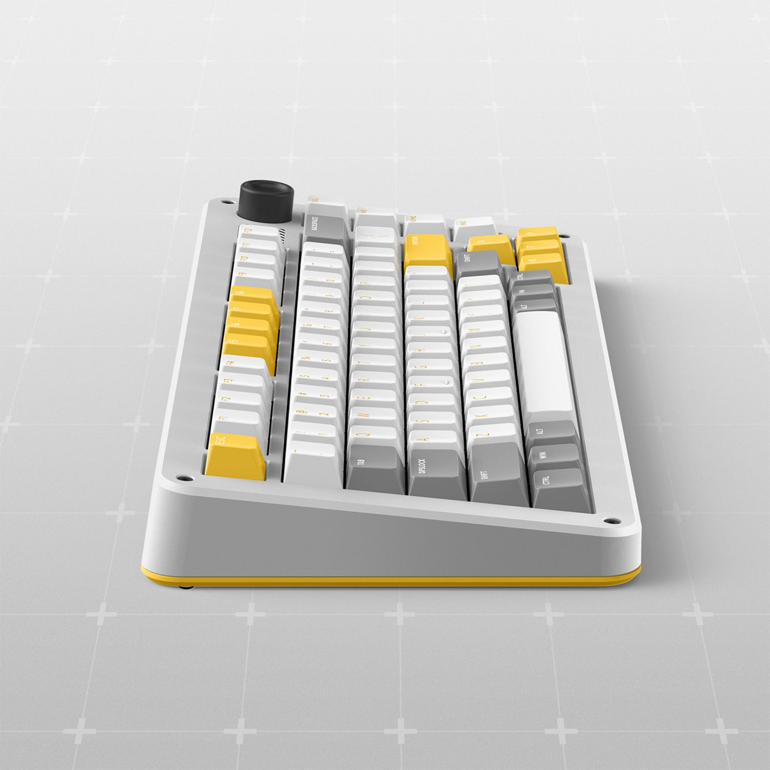 Ty iqunix zx75 gravi wave wireless mechanical keyboard, gaming toetsenbord (grijs geel, us lay-out, gateron red, rgb leds, 75%, hot-swappable, double-shot pbt, 2.4ghz | bluetooth 5.1 | usb-c)