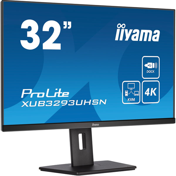 Iiyama prolite xub3293uhsn-b5 31.5 4k ultra hd monitor (zwart, 1x displayport, 1x hdmi, 1x usb-c, 2x usb-a, 1x rj-45)