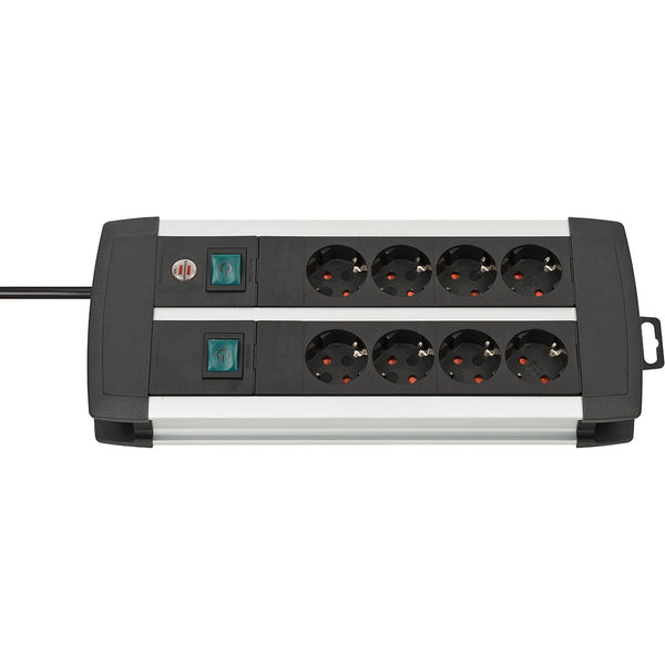 Brennenstuhl Premium-Alu-Line 8-way power strip duo black 3m H05VV-F 3G1.5 4-way switchable sockets