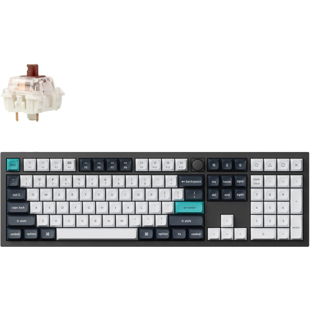 Keychron q6 max-m3 rgb mechanisch toetsenbord (zwart, us lay-out (qwerty), gateron jupiter brown, 100%, rgb leds, ksa double-shot pbt, hot swap, knob, 2.4ghz | bluetooth 5.1 | usb-c)