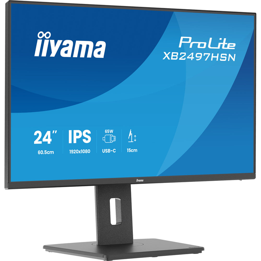 Iiyama prolite xb2497hsn-b1 23.8 monitor (zwart (mat), 100 hz, hdmi, displayport, usb-c, audio, lan)