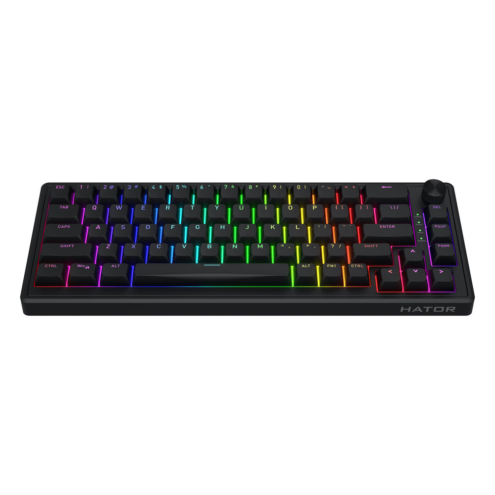 Hator skyfall wired rgb mechanisch gaming toetsenbord (zwart, us lay-out (qwerty), hator aurum sterling, 65%, rgb, double shot abs, hot-swap)