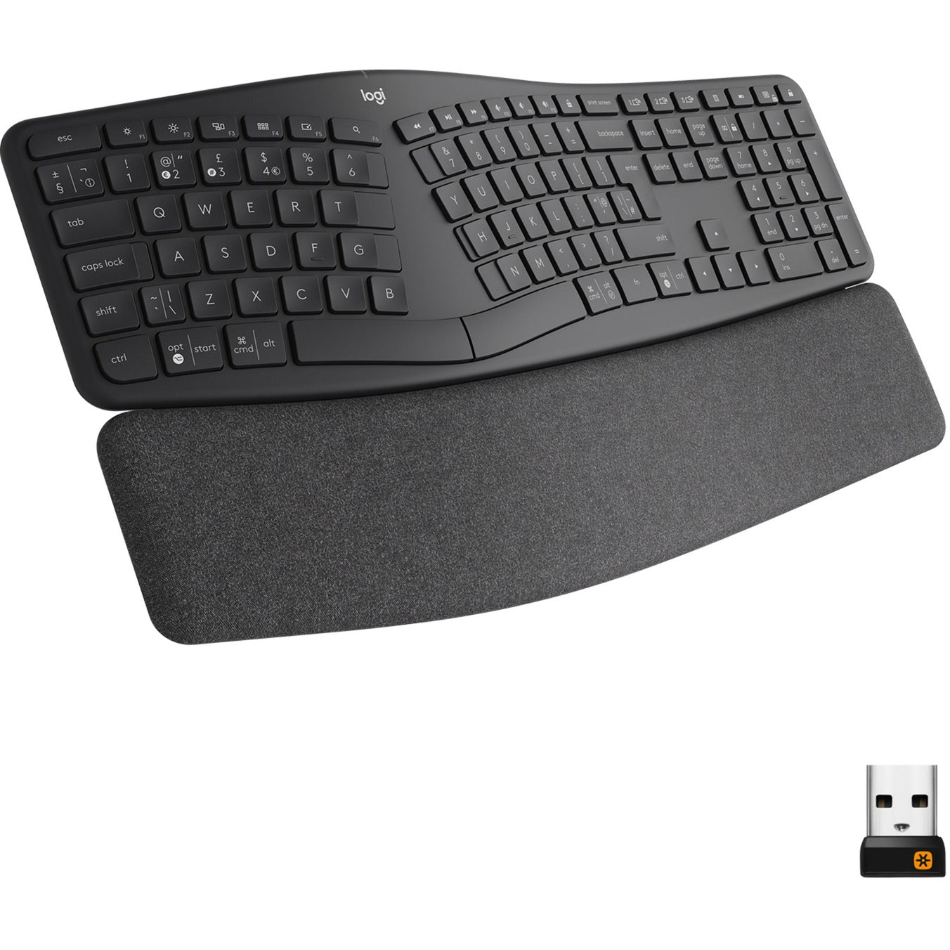 Logitech k860 ergo keyboard (zwart, 100%, bluetooth, us international iso)