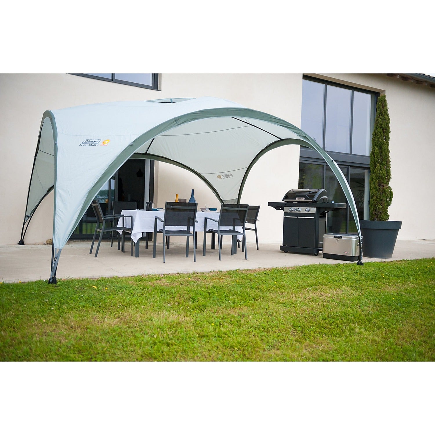 Coleman event shelter xl paviljoen (lichtgrijs grijs, 4.5 x 4.5 m)