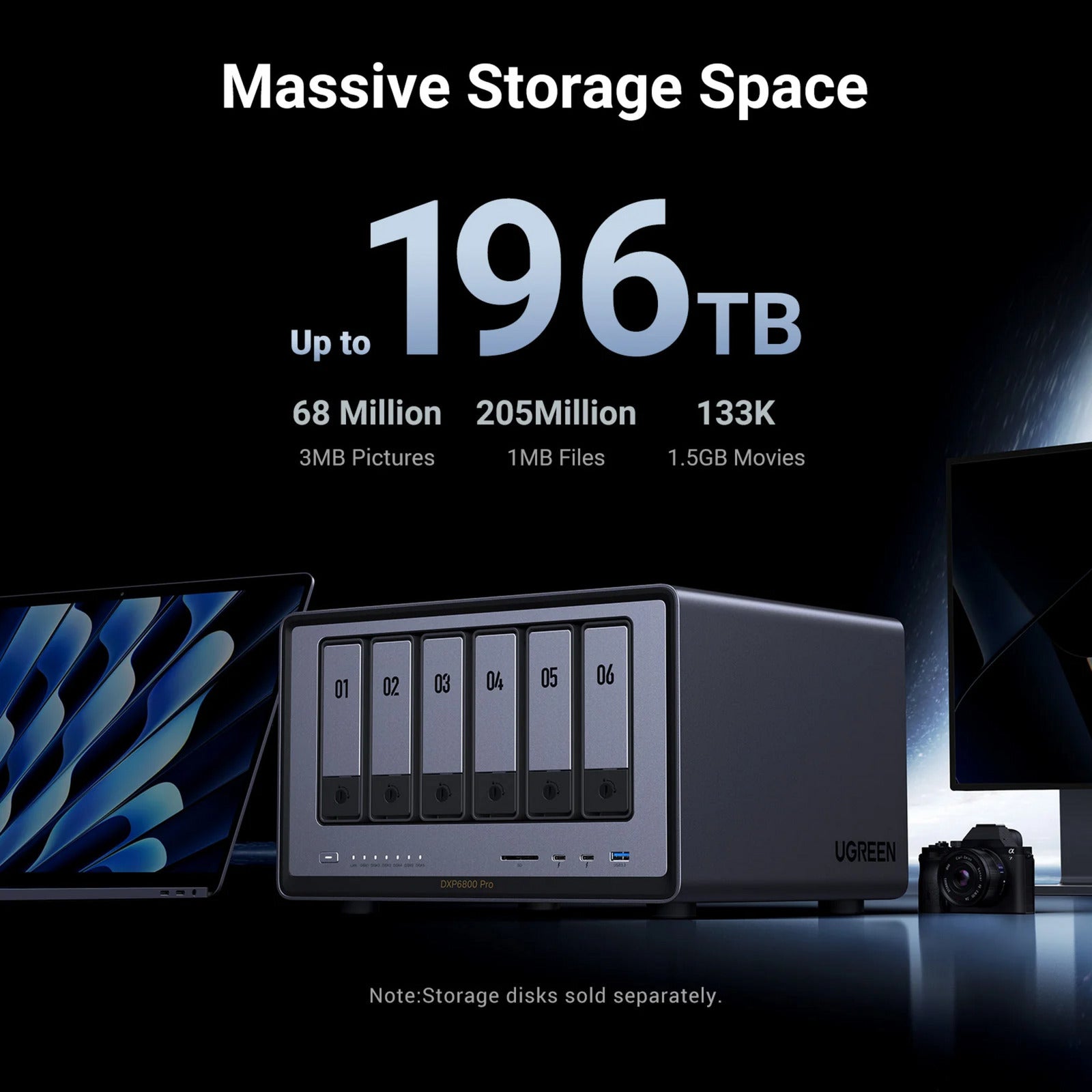 Ugreen nasync dxp6800 pro (grijs, 2x 10gbe, hdmi, thunderbolt 4 (40gb s))