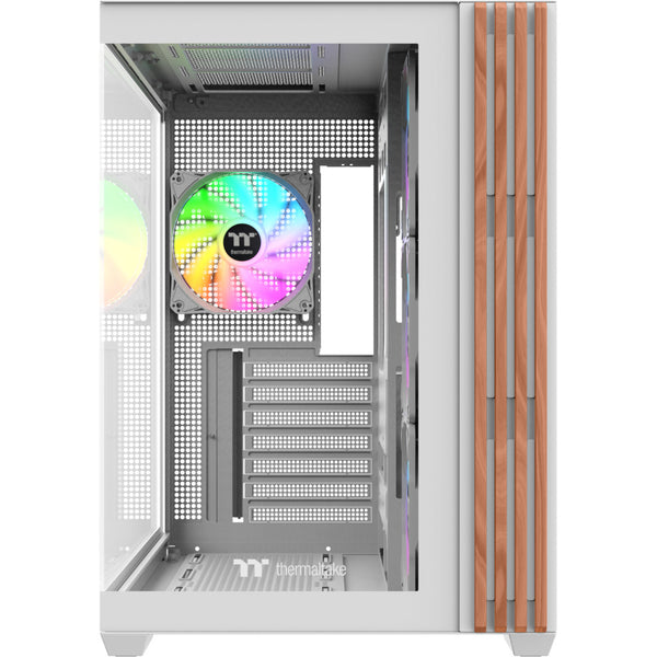 Thermaltake view 380 ws argb snow midi tower behuizing (wit houtkleur | 2x usb-a | 1x usb-c | rgb | tempered glass)