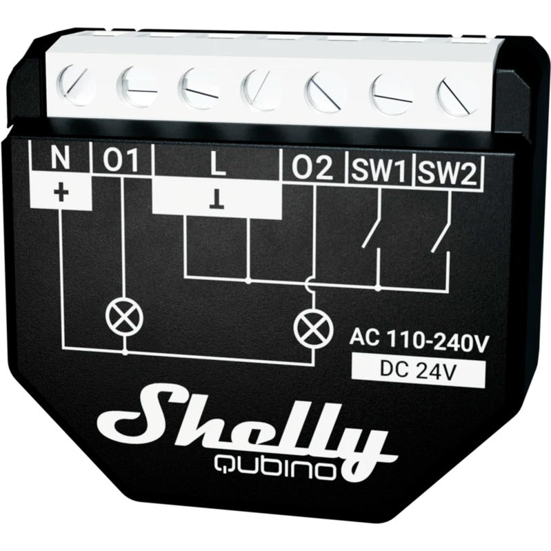 Shelly qubino wave 2pm relais (zwart, 2-kanaals, z-wave)