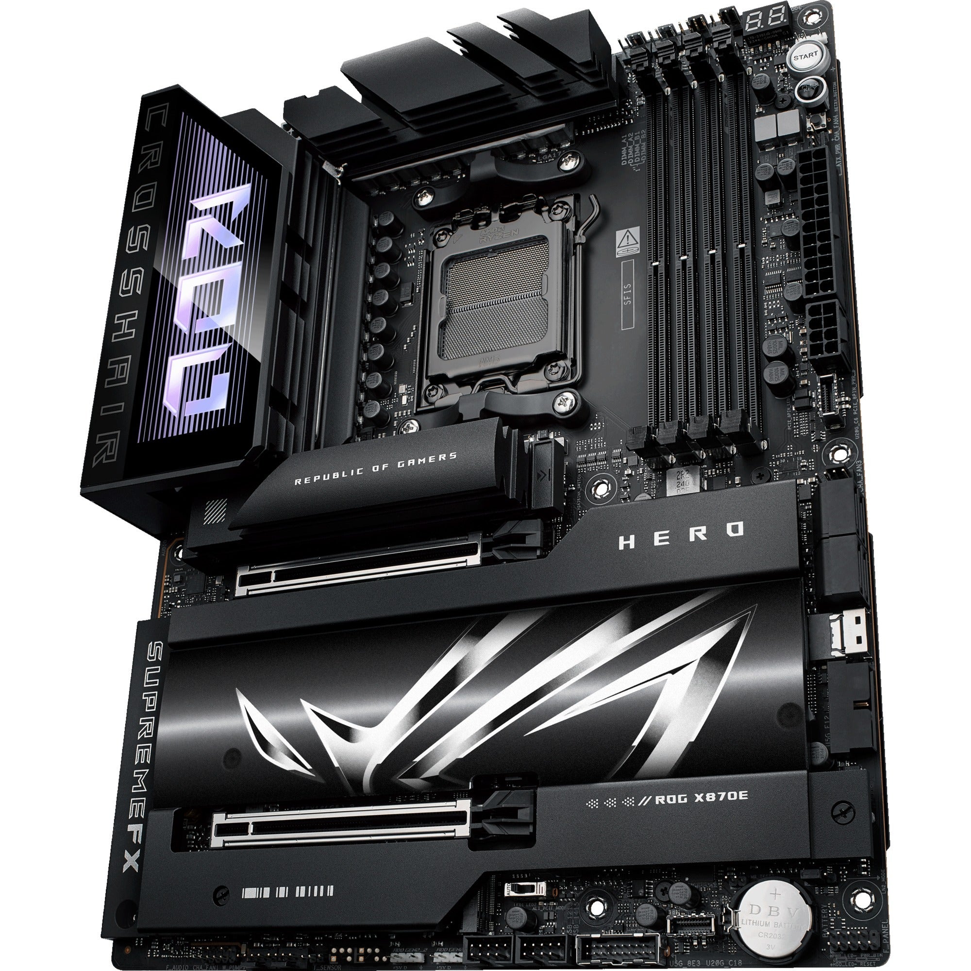 Asus rog crosshair x870e hero socket am5 moederbord (raid, 5gb-lan, 2,5gb-lan, wi-fi 7, bt, sound, atx)