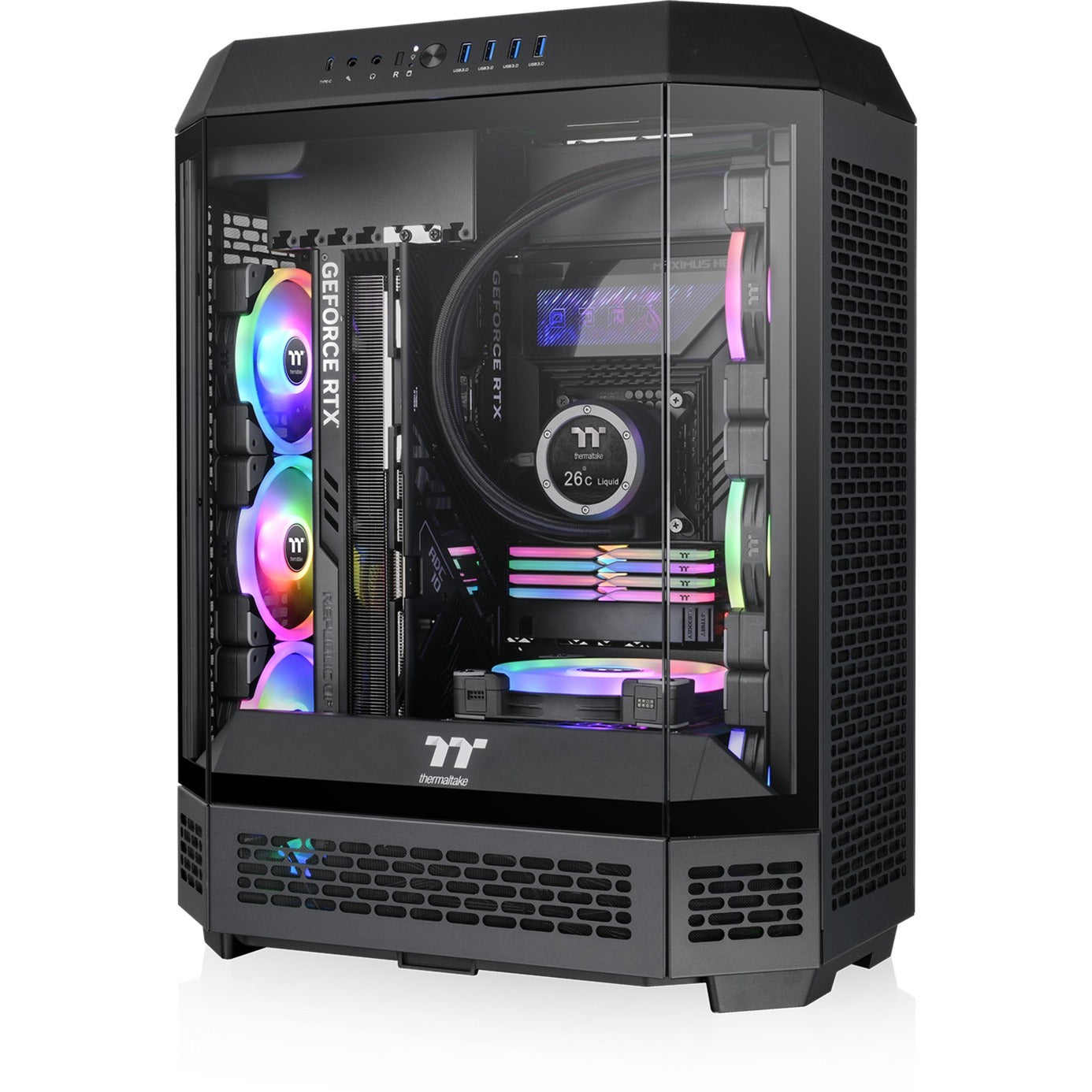 Thermaltake the tower 600 midi tower behuizing (zwart | 4x usb-a | 1x usb-c | tempered glass)