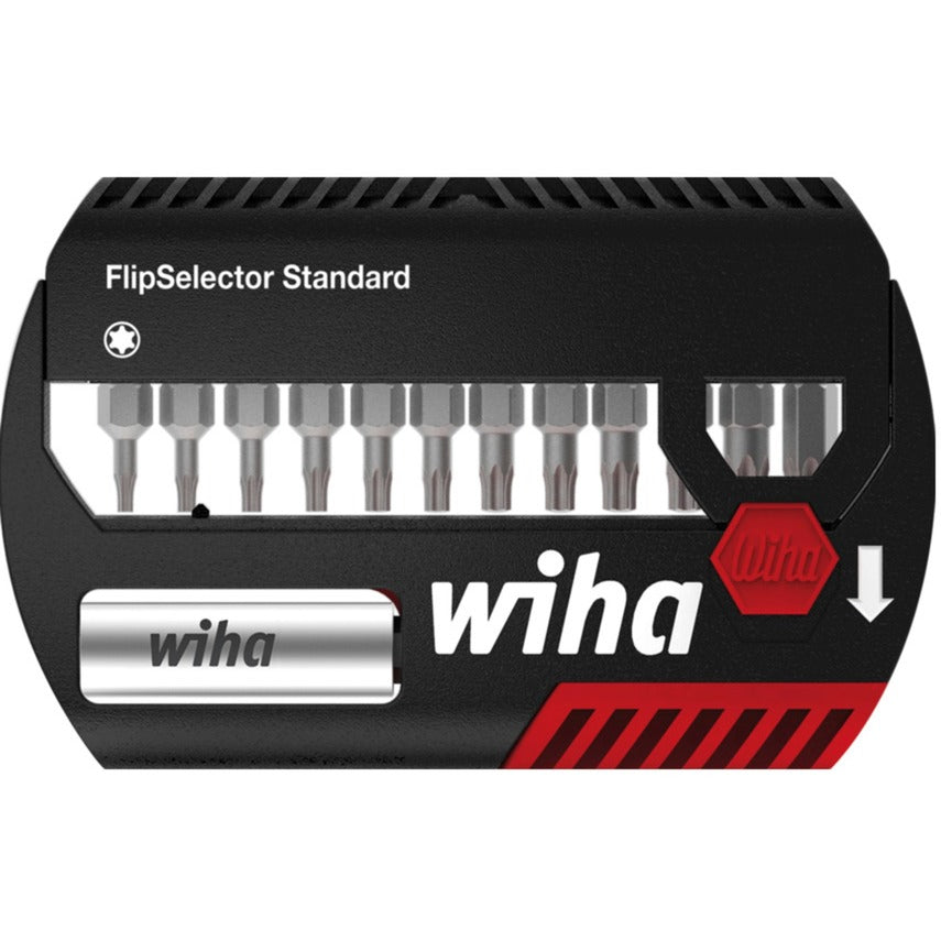 Wiha bitset flipselector standard 25 mm (zwart rood, torx® 13-delig 1 4 c6,3 met riemclip)