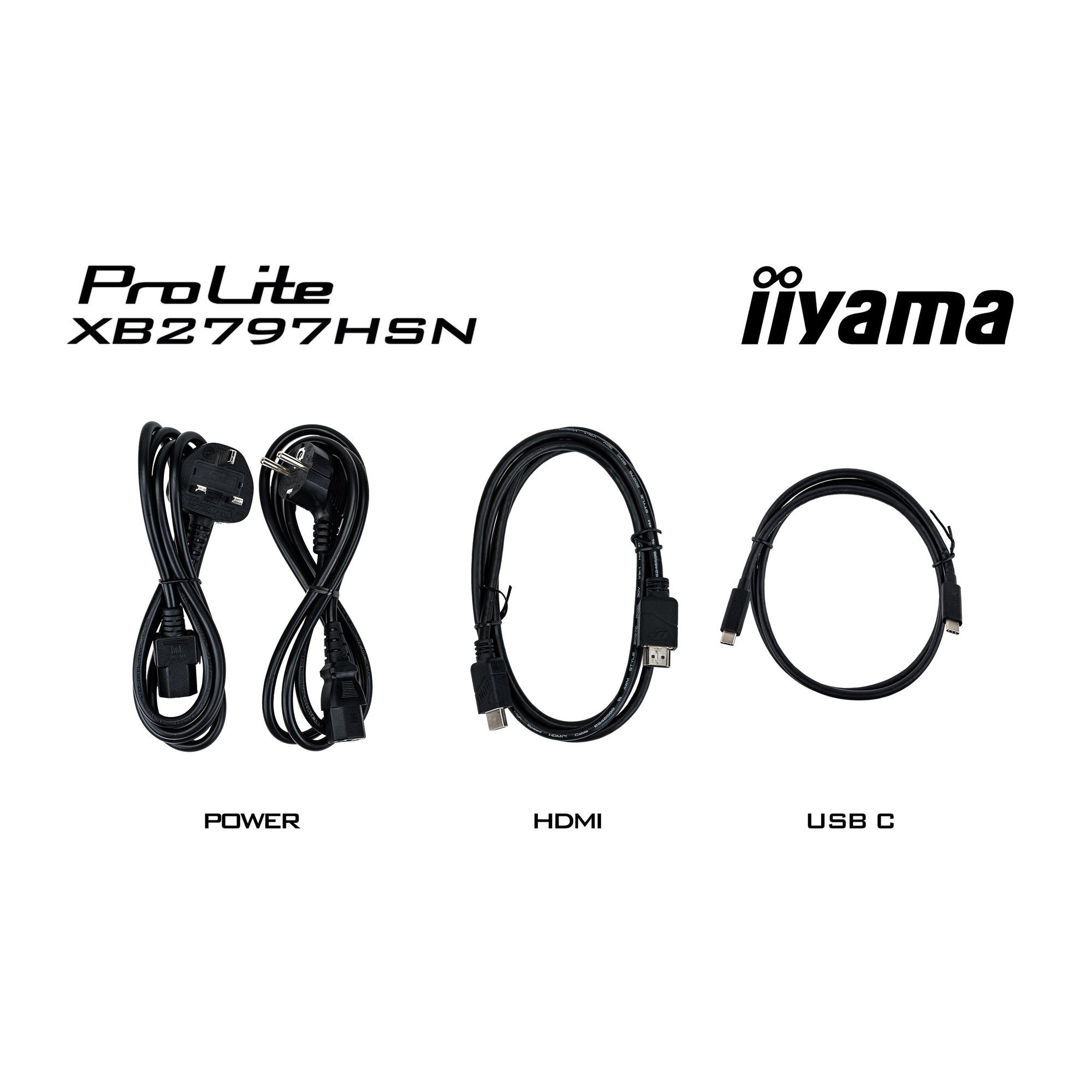 Iiyama prolite xb2797hsn-b1 27 monitor (zwart, 100 hz, hdmi, displayport, usb-c, lan, audio)