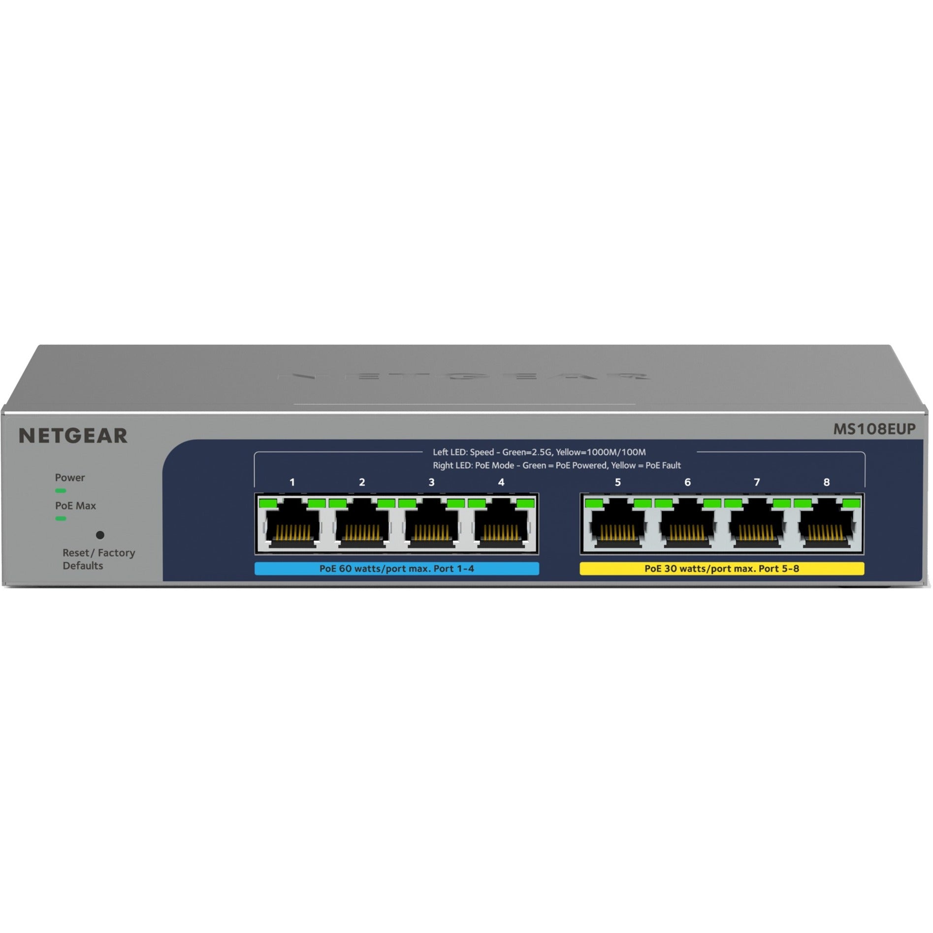Netgear ms108up switch (grijs)