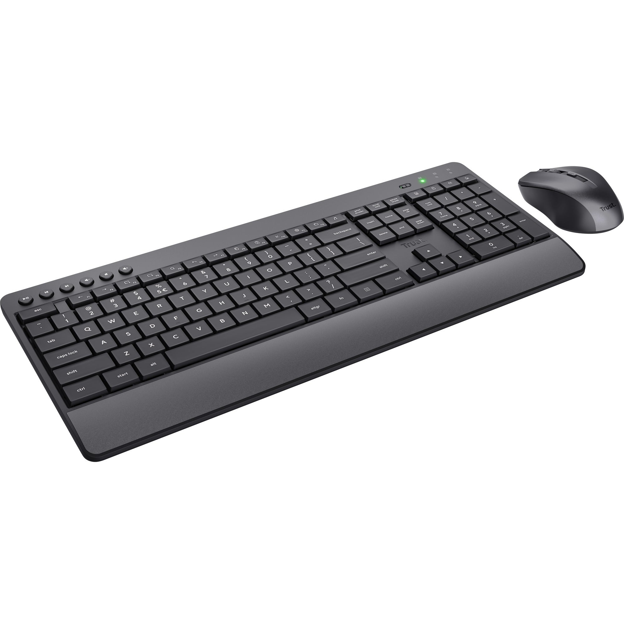 Trust trezo comfort draadloze toetsenbord- en muisset desktopset (zwart, us lay-out (qwerty), 100%)