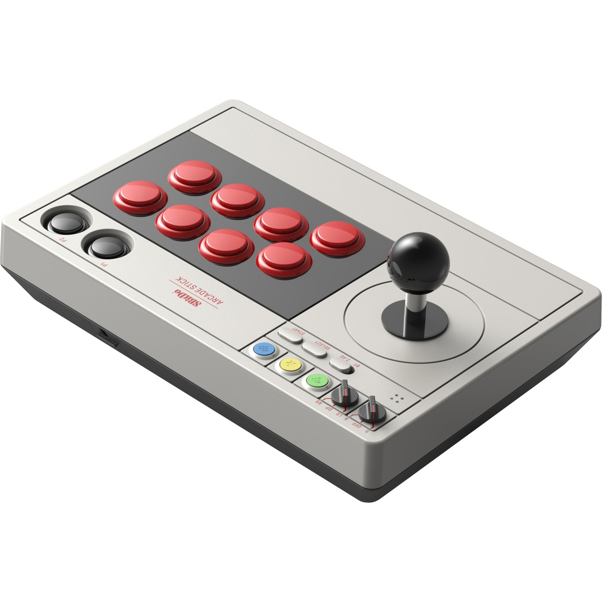 8bitdo arcade stick joystick (grijs, switch 1, switch 2, pc, bluetooth 2.4g usb-c)