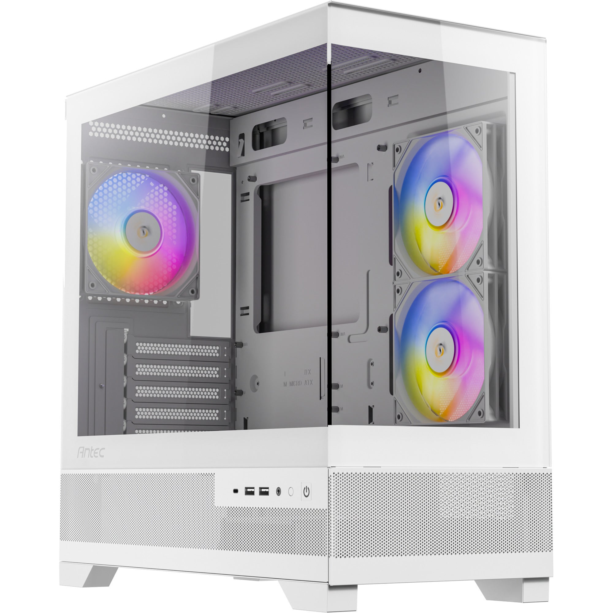 Antec cx500m argb mini tower behuizing (wit | 2x usb-a | 1x usb-c | tempered glass)