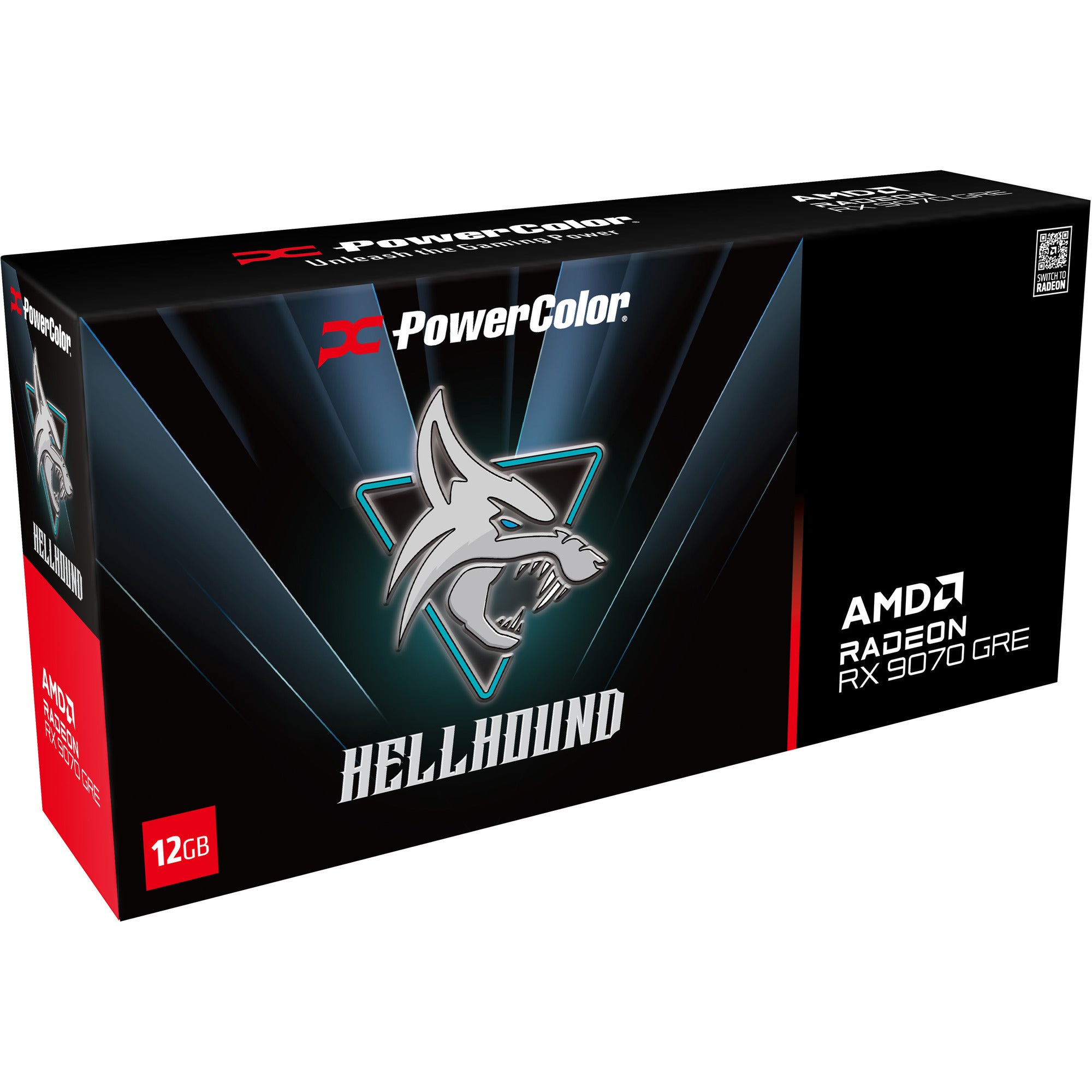 Powercolor radeon rx 9070 gre hellhound 12gb gddr6 grafische kaart (zwart, rdna4, 3x displayport, 1x hdmi 2.1)
