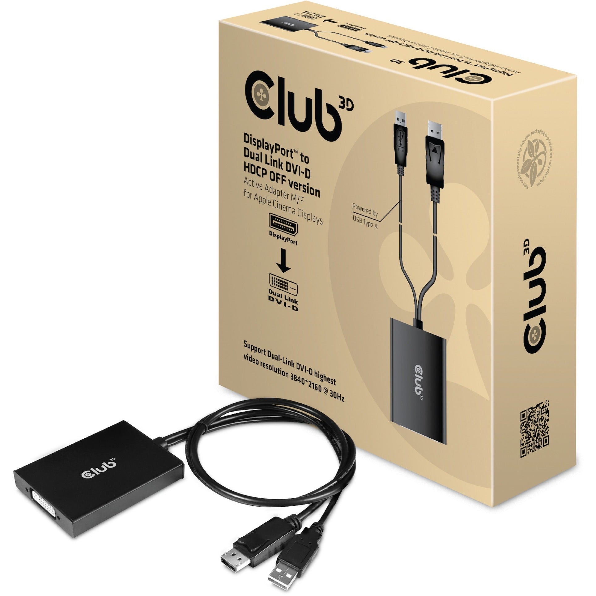 Club 3D Club 3D DisplayPort naar Dual Link DVI-D HDCP UIT-versie Ac