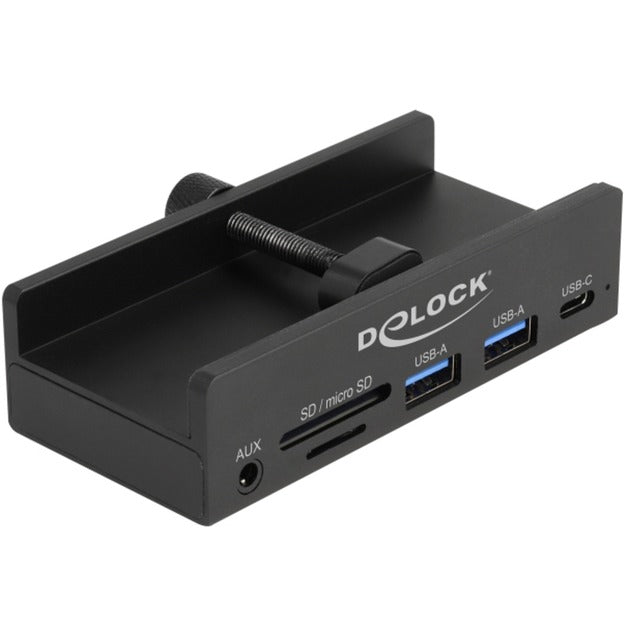 Delock externe 3-poort usb-hub met borgschroef (zwart)