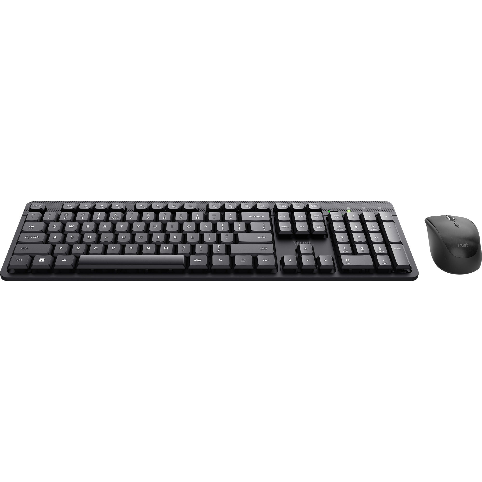 Trust ody ii stille draadloze toetsenbord- en muisset, desktopset (zwart, us lay-out, membraan, 800 dpi - 1.600 dpi)