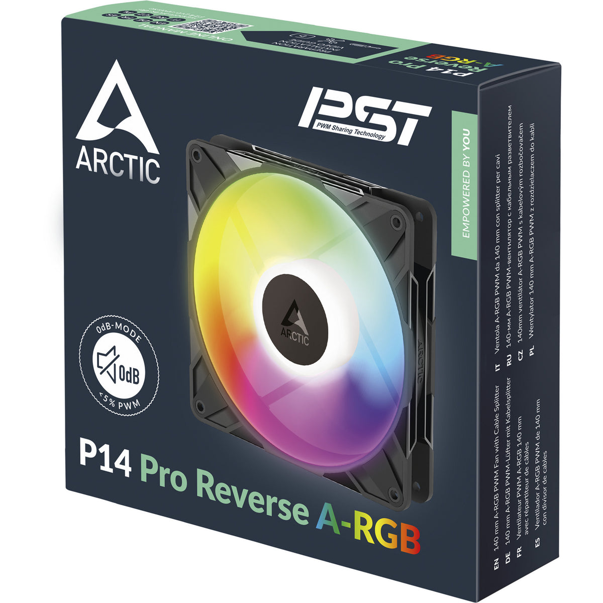 Arctic p14 pro reverse a-rgb case fan (zwart, 140 x 140 x 30 mm, pwm)