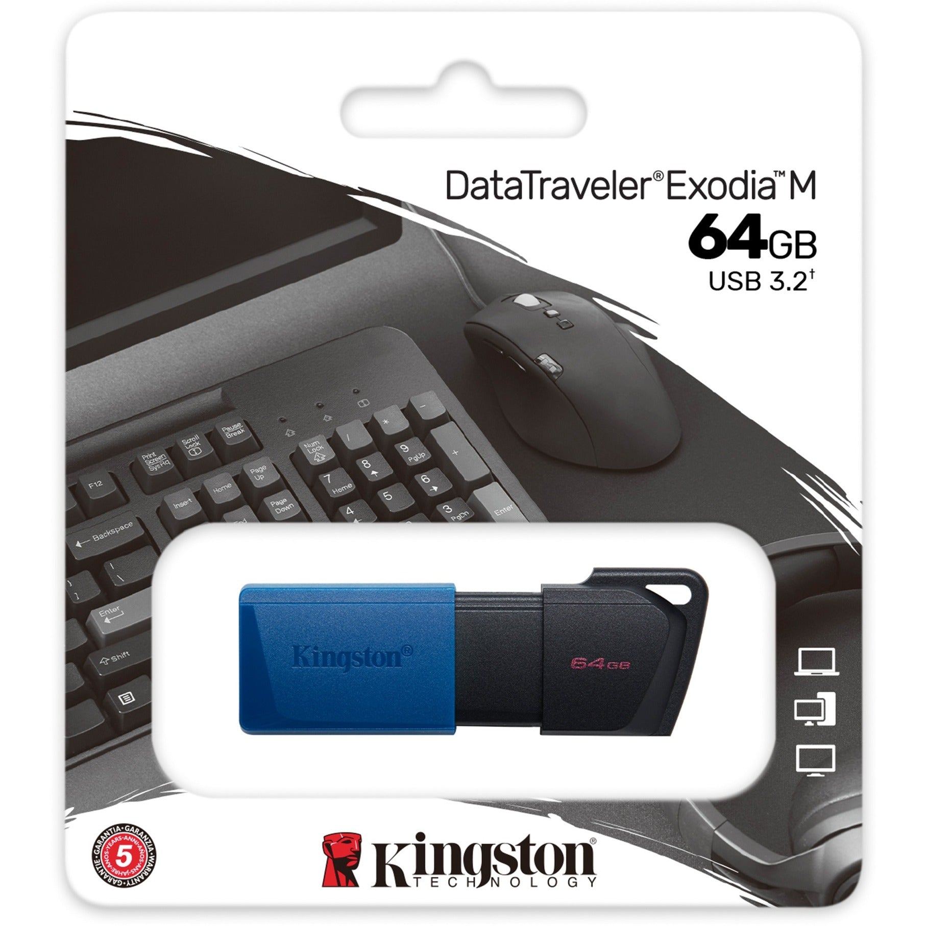 Kingston datatraveler exodia m 64 gb usb-stick (blauw zwart, usb-a 3.2 gen 1)