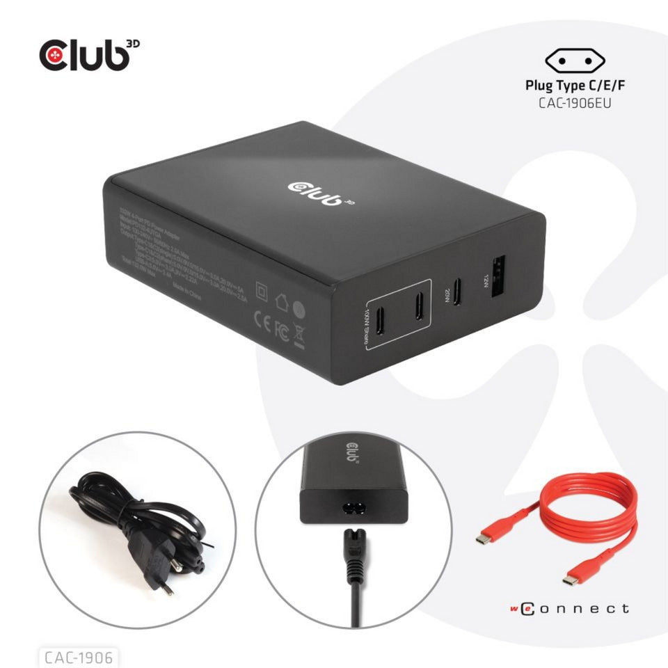 Club 3D Club 3D Reislader 132W GAN-technologie, Vier USB-poorten