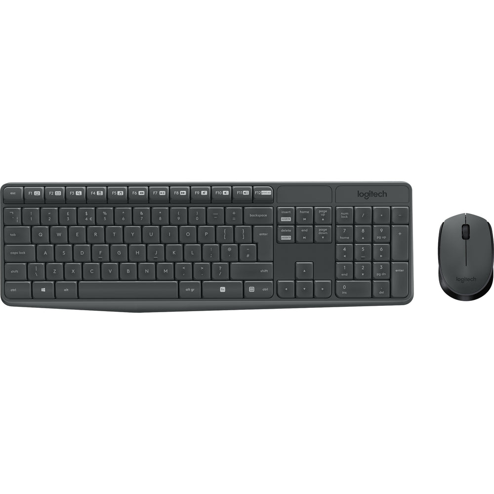 Logitech mk235 draadloze desktopset (zwart, us-international lay-out (qwerty))