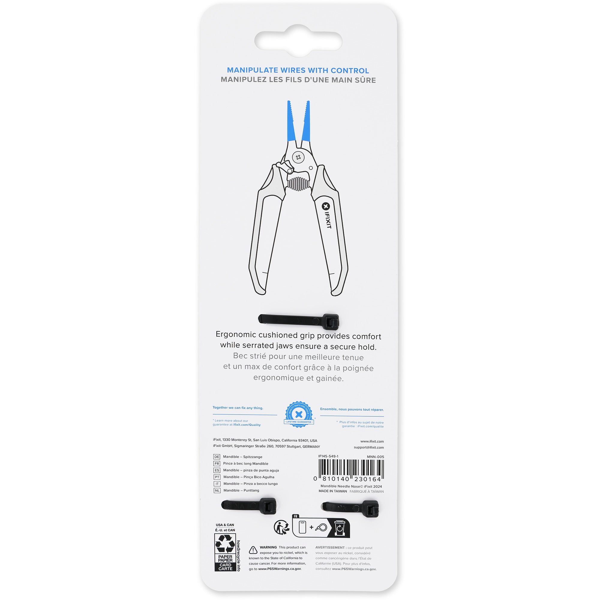 Ifixit mandible needle nose pliers grijptang (zwart blauw)