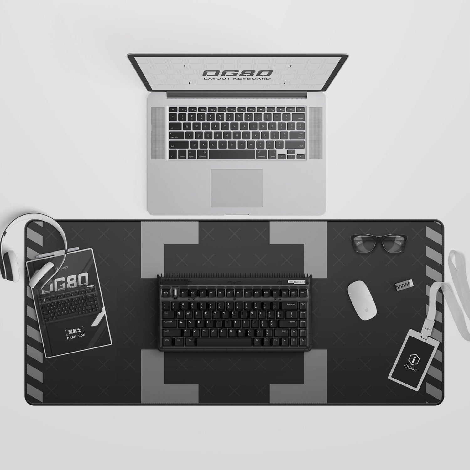 Iqunix og80 dark side wireless mechanical keyboard, gaming toetsenbord (zwart, us lay-out, gateron brown, rgb leds, 80% (tkl), hot-swappable, pbt, 2.4ghz | bluetooth 5.1 | usb-c)
