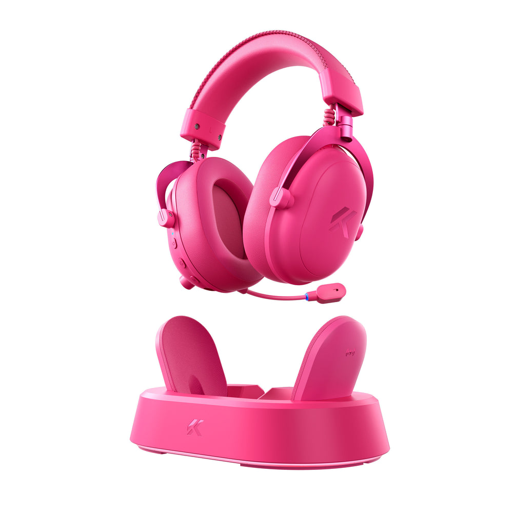 Mchose v9 turbo+ magnetic wireless over-ear gaming headset (rood, nintendo switch, playstation 4, playstation 5, mobiel, pc, 2.4g bluetooth usb)