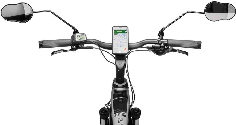 Ergotec Spiegel M-99LV met lange arm 121 x 78-66 mm aluminium zwart gezandstraald