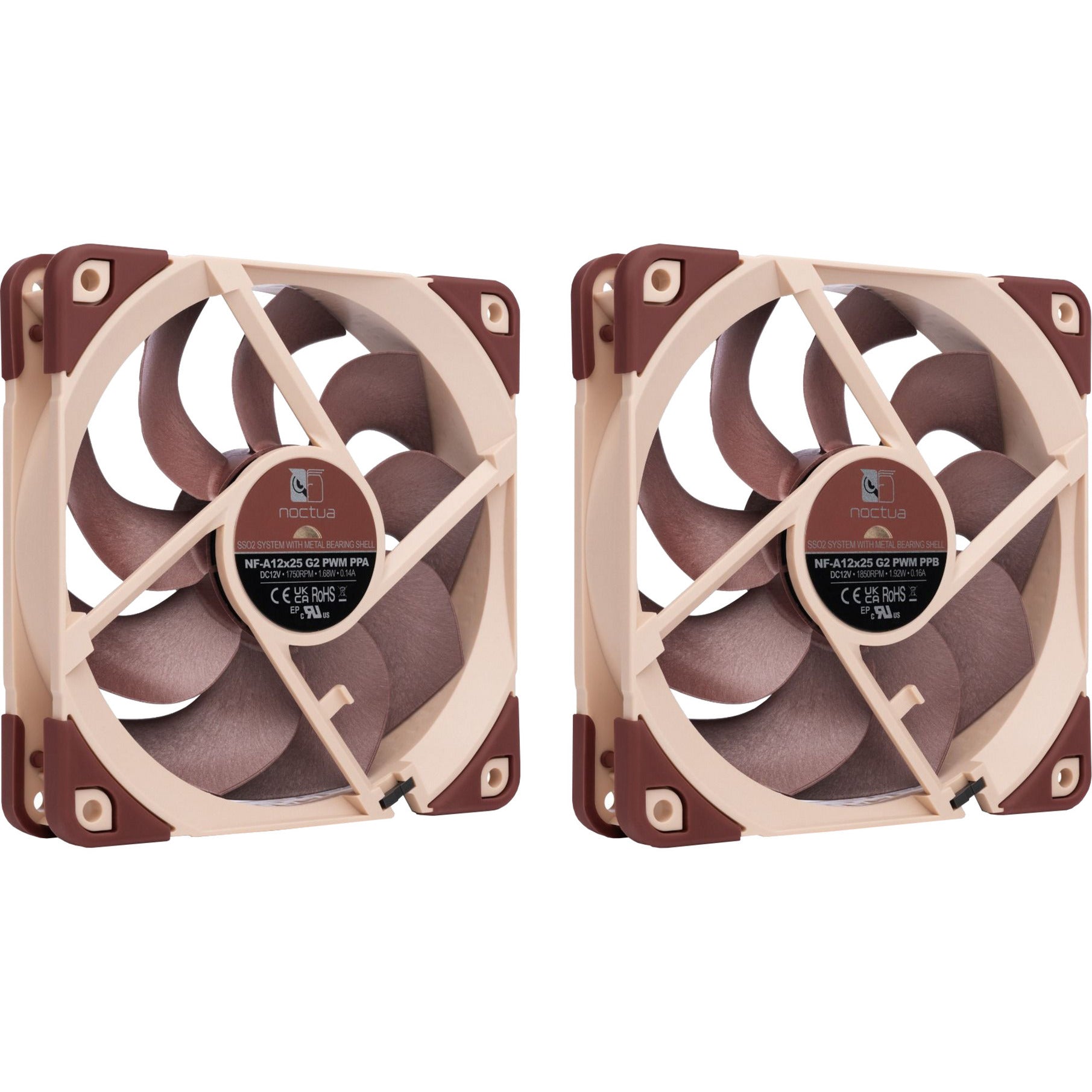 Noctua nf-a12x25 g2 pwm sx2-pp case fans (bruin, 2 stuks, 120 x 120 x 25 mm)