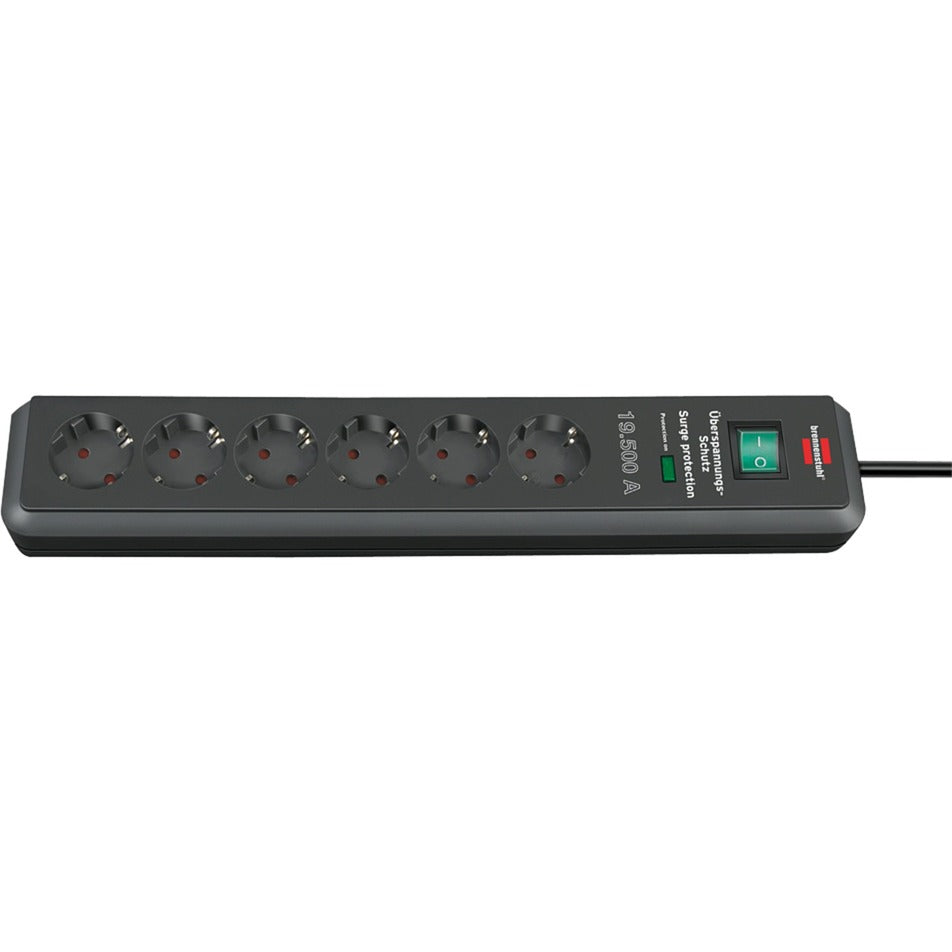 Brennenstuhl secure-tec 19.500a stekkerdoos met overspanningsbeveiliging 6-voudig stekkerdoos (antraciet, 2 meter)