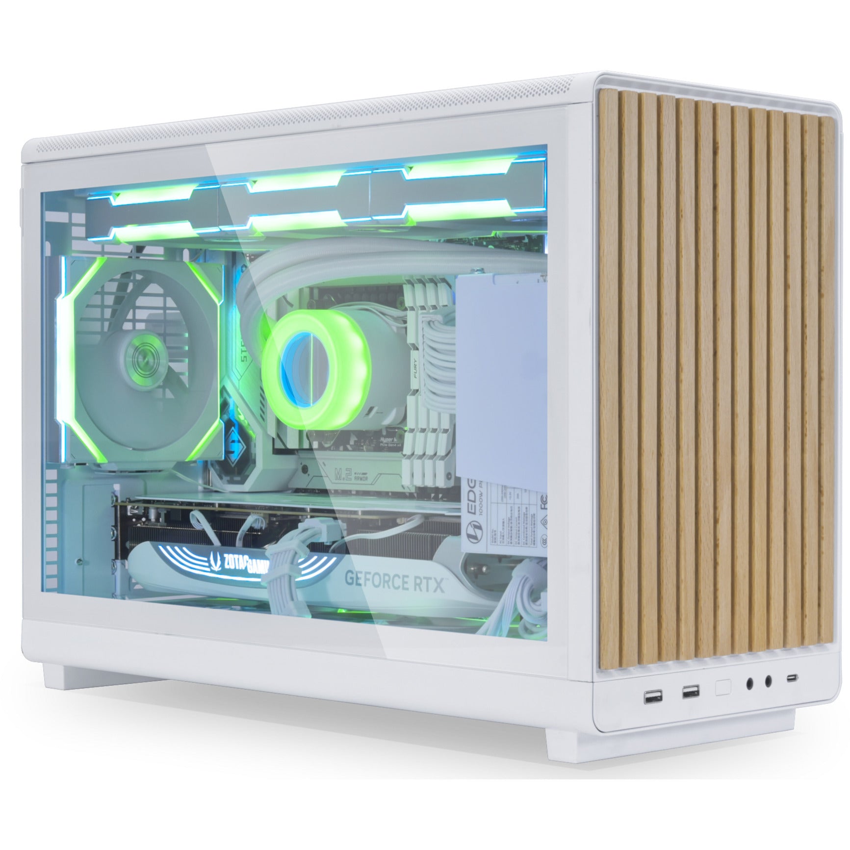 Lian li a3-matx white (wood edition) midi tower behuizing (wit houtkleur | 2x usb-a | 1x usb-c | tempered glass)