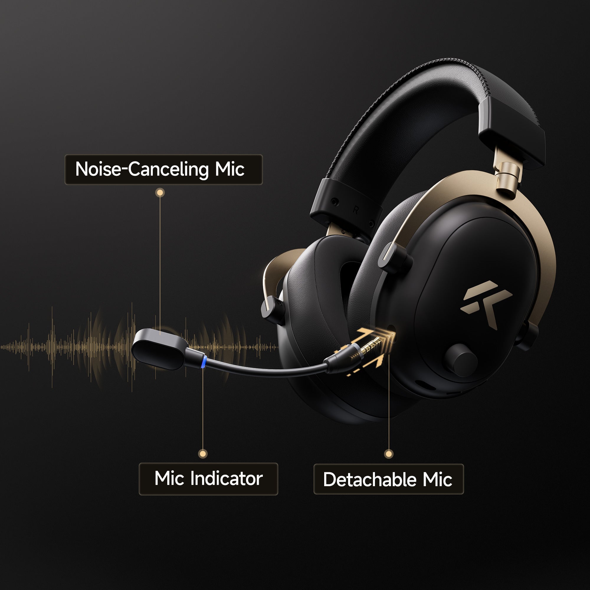 Mchose v9 turbo+ magnetic wireless over-ear gaming headset (zwart, nintendo switch, playstation 4, playstation 5, mobiel, pc, 2.4g bluetooth usb)