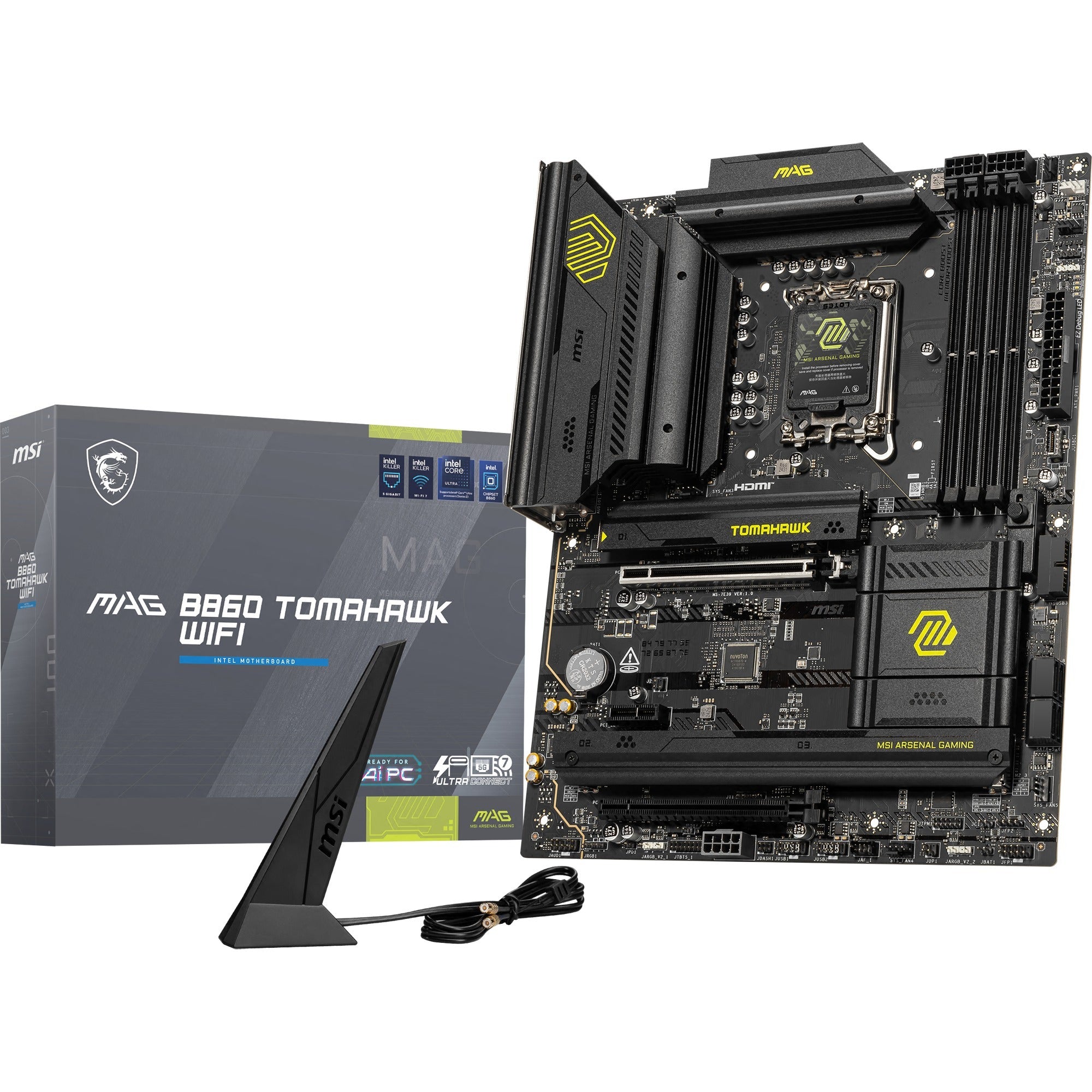 Msi mag b860 tomahawk wifi socket 1851 moederbord (raid, 5gb-lan, wi-fi 7, bt, sound, atx)