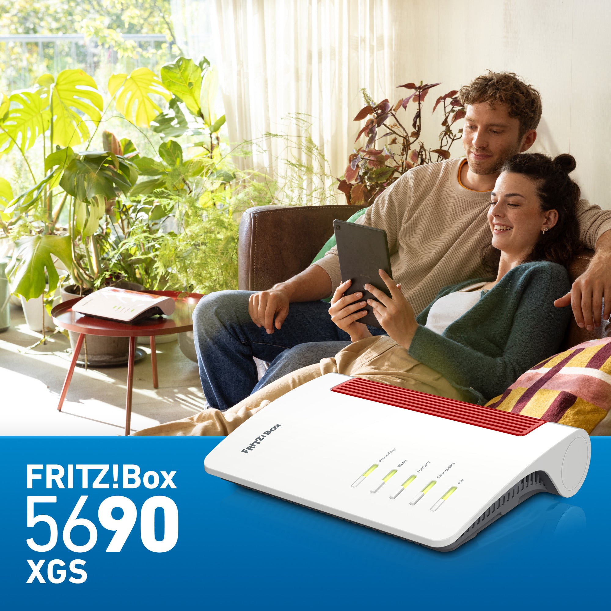 Fritz! box 5690 xgs edition international glasvezel router (wit rood, mesh wi-fi, 10 gbit s)