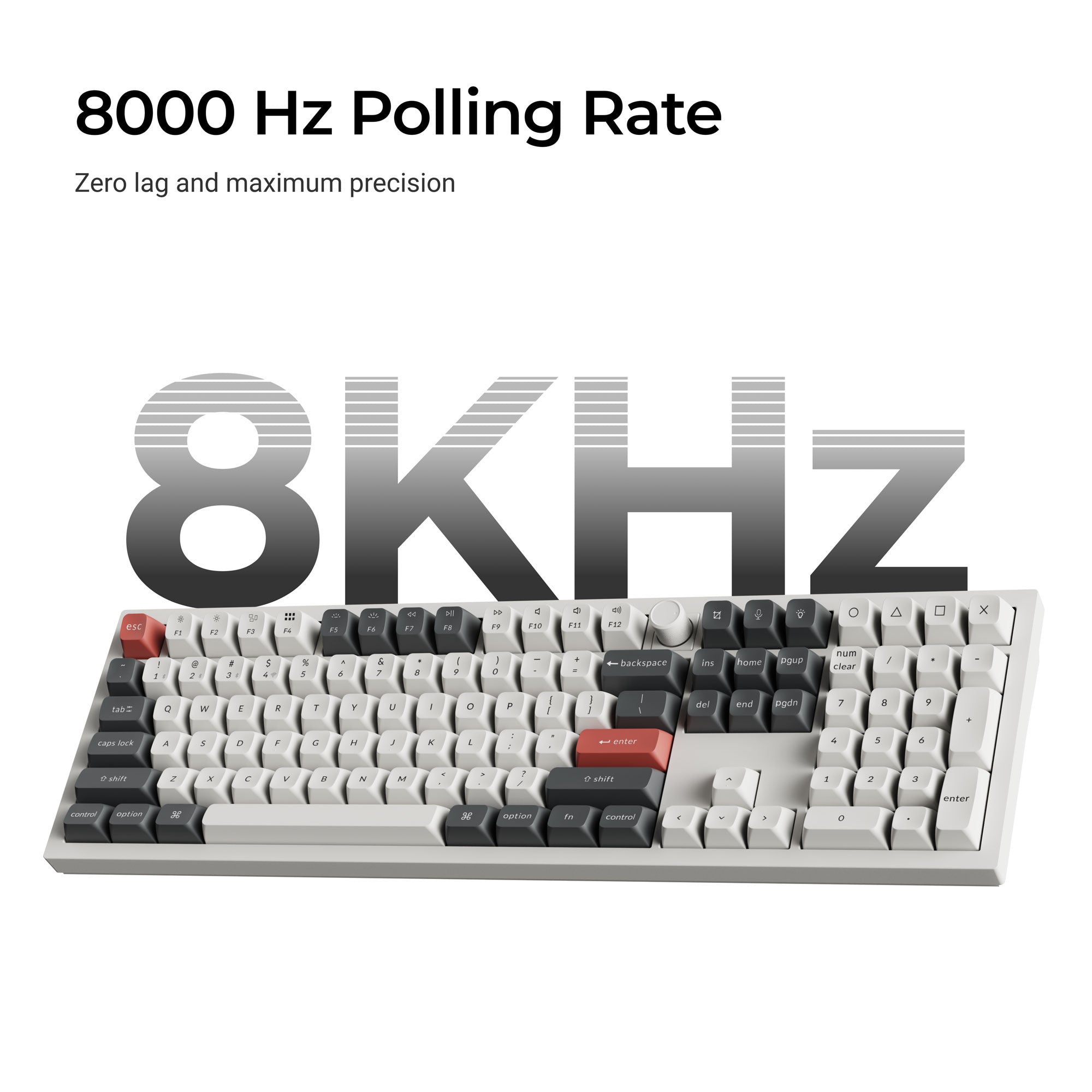 Keychron q6 ultra-p1 8k wireless custom mechanical keyboard (wit, us lay-out (qwerty), silk pom red, 100%, rgb, hot swap, 8k, 2.4 ghz bluetooth 5.2 usb-c)