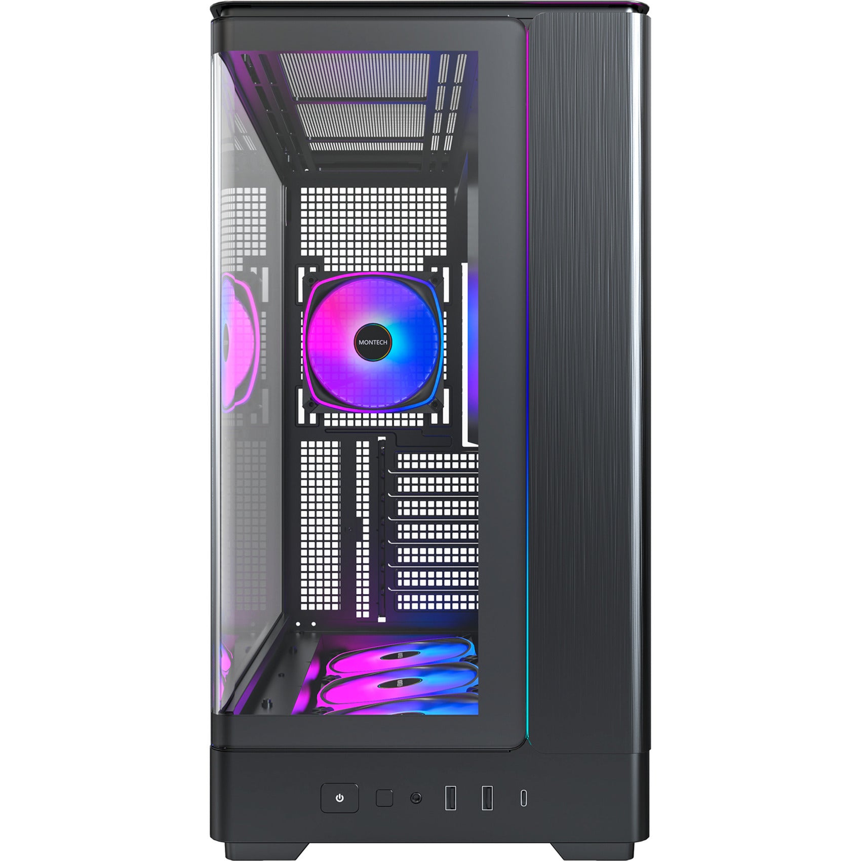 Montech king 45 pro midi tower behuizing (zwart | 2x usb-a | 1x usb-c | rgb | window)