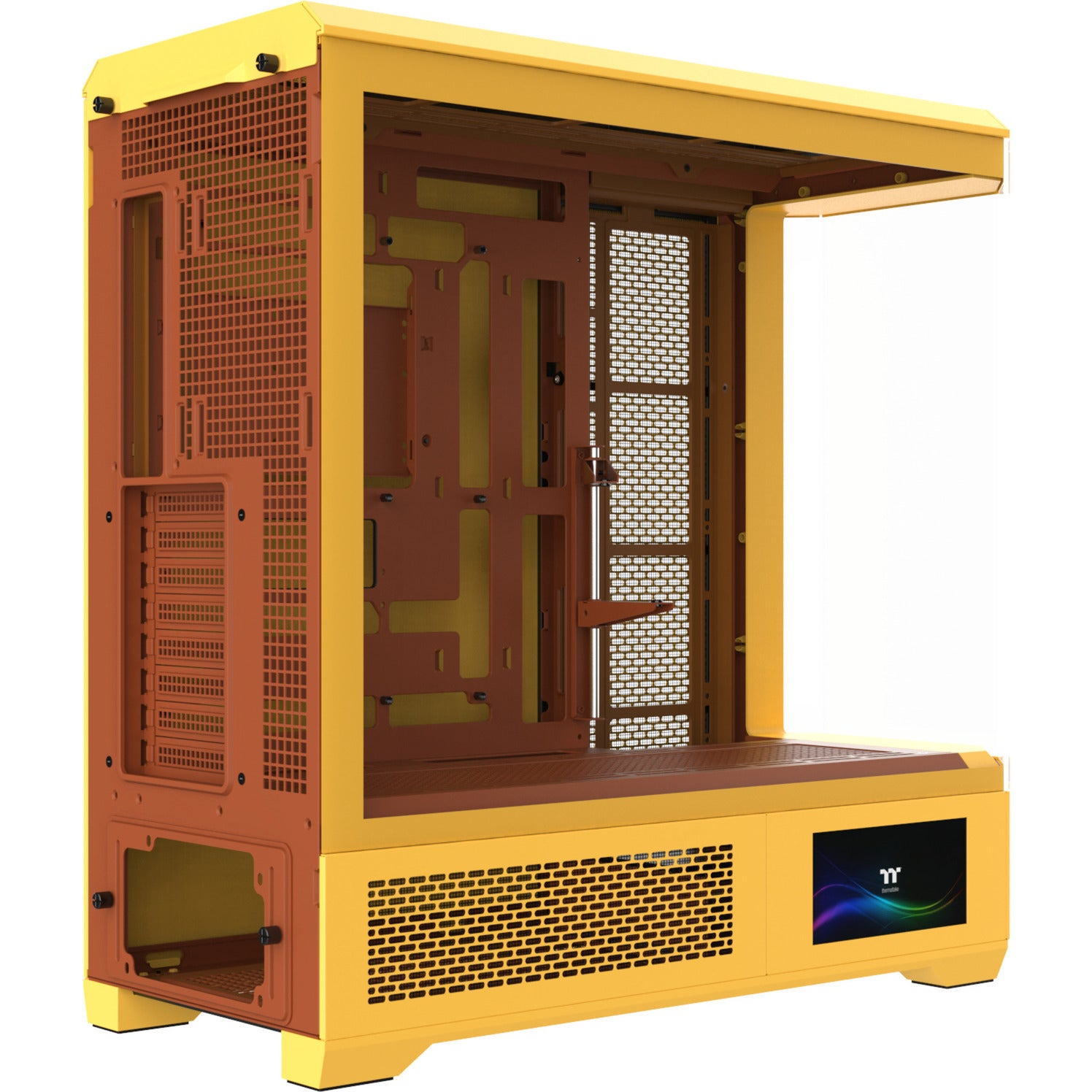 Thermaltake view 600 tg butter caramel big tower behuizing (geel | 2x usb-a | 1x usb-c | tempered glass)