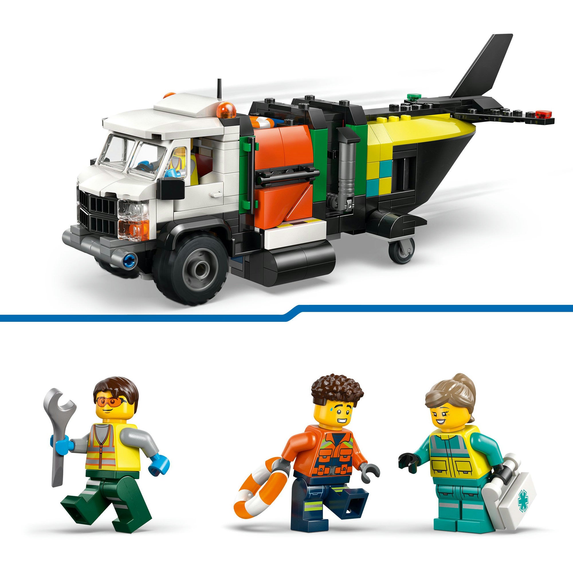 Lego city - vliegtuig, servicewagen en hovercraft remix constructiespeelgoed (60505)