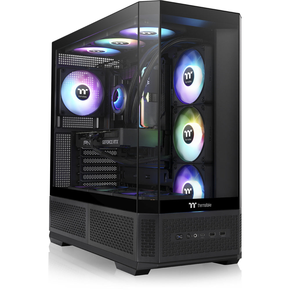 Thermaltake view 370 tg argb midi tower behuizing (zwart | 2x usb-a | 1x usb-c | rgb | tempered glass)