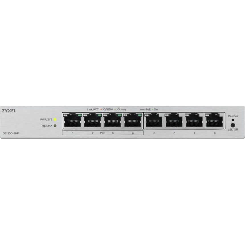Zyxel 8-port gbe poe web managed switch (grijs)