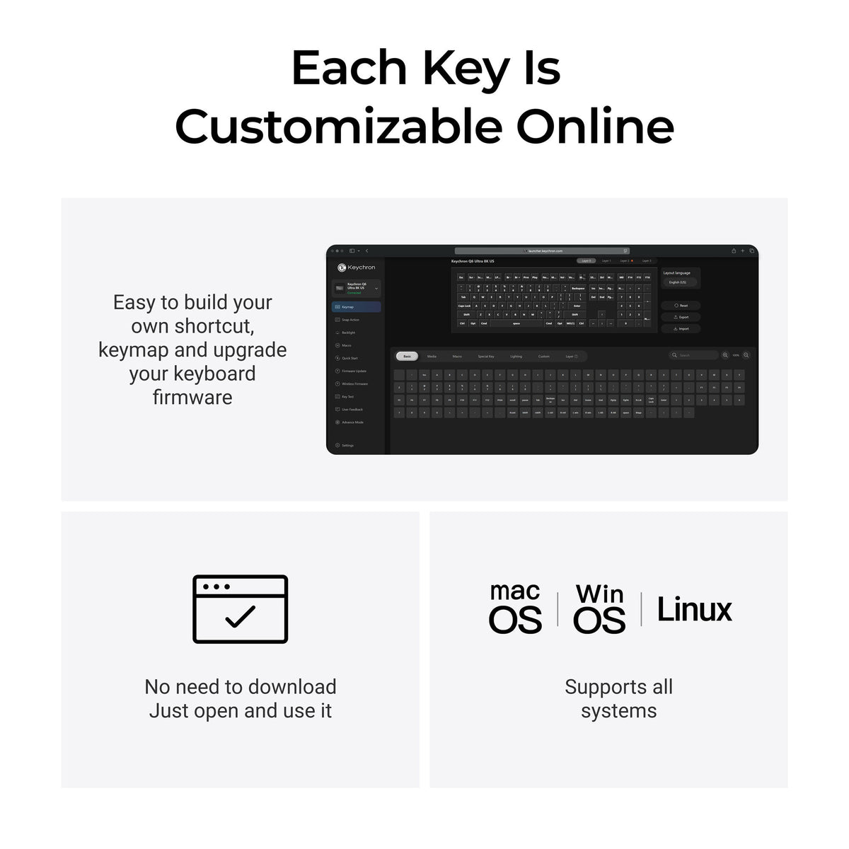 Keychron q6 ultra-m1 8k wireless custom mechanical keyboard (zwart, us lay-out (qwerty), silk pom red, 100%, rgb, hot swap, 8k, 2.4 ghz bluetooth 5.2 usb-c)