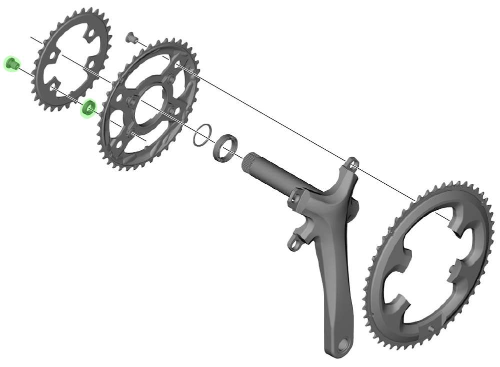 Shimano geleiderplaat binnen spacer 4 stuks fc-4703