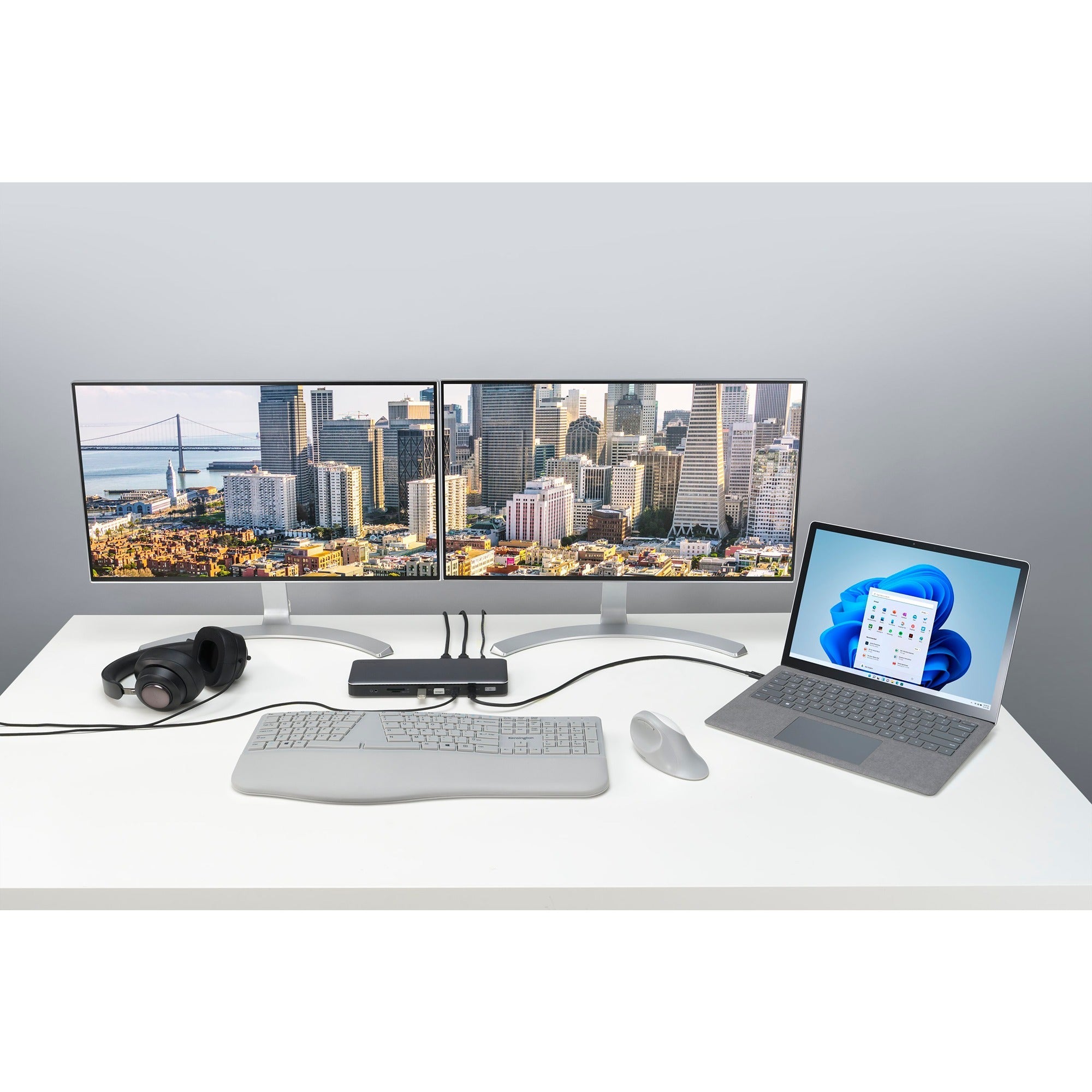 Kensington sd5760t dockingstation (zilver zwart, thunderbolt 4, usb-c, usb-a, hdmi, pd)