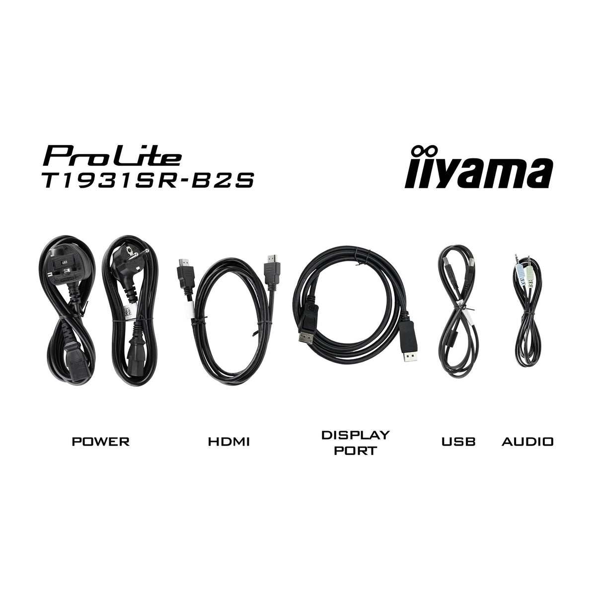 Iiyama prolite t1931sr-b2s 19 touchscreen monitor (zwart, vga, hdmi, displayport, audio, touchscreen)